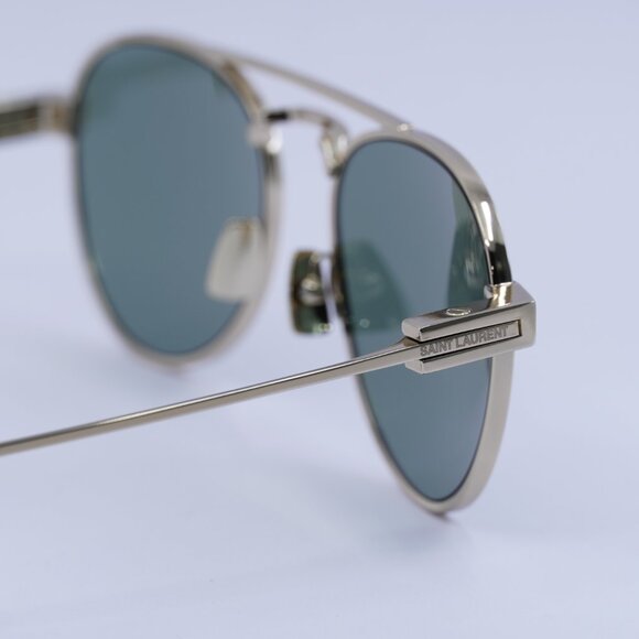Saint Laurent SL708 003 Sunglasses Gold Aviator Frame, Green Lenses - Picture 5 of 11